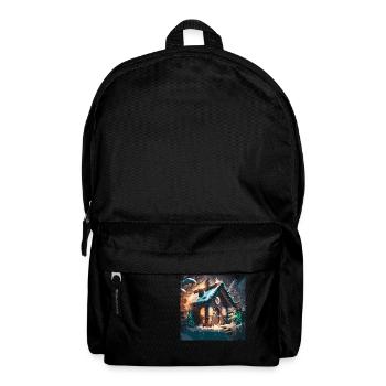 Weihnachtshaus im Schnee - Rucksack - Schwarz - Vorne