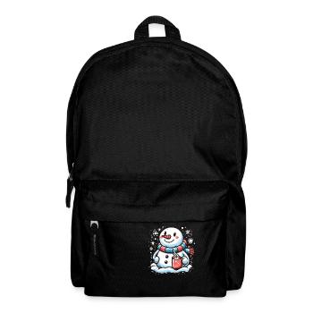 Cute Snowman with Hot Cocoa Mug - Winter Apparel - Backpack - black - Front