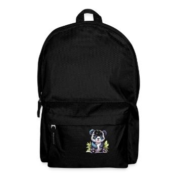 Cute Panda Colorful Watercolor Cartoon Kawaii Anim - Backpack - black - Front