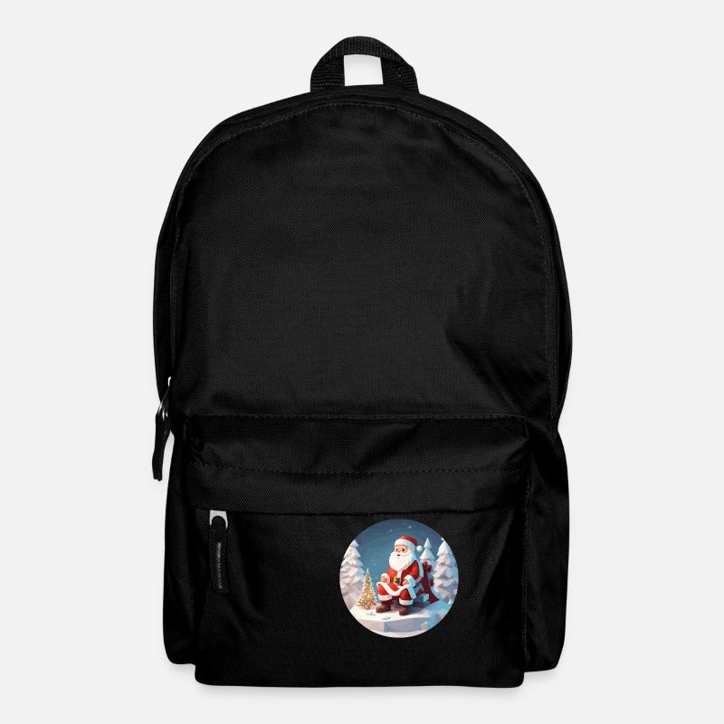 Weihnachtsmann Low Poly Weihnachten - Rucksack - Schwarz