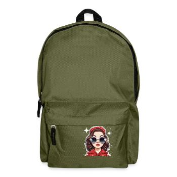 Mädchen Weihnachten Zeichnung - Rucksack - Olivgrün - Vorne