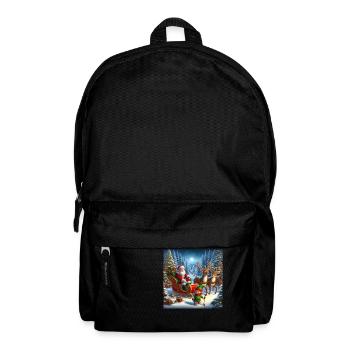Weihnachtsmann im Weihnachtsschlitten - Rucksack - Schwarz - Vorne