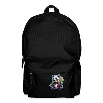 Panda / Tier / Zoo / Bambus / Wild / Kindlich - Rucksack - Schwarz - Vorne
