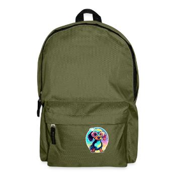 Dachshund Dog Illustration - Backpack - olive green - Front