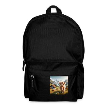 Vache Highland mignonne, douce et moelleuse - Sac à dos - noir - Devant