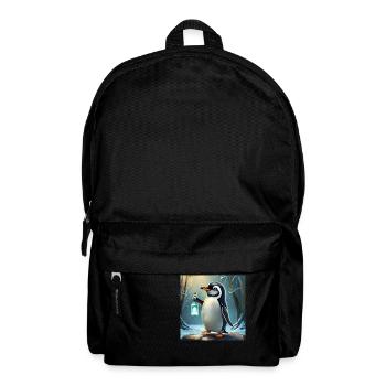 Pinguin mit einer Gin-Tonic-Flasche in der Hand - Rucksack - Schwarz - Vorne