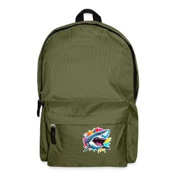Requin / Faune / Sous-marin / Mer / Océan - Sac à dos - vert olive - Devant