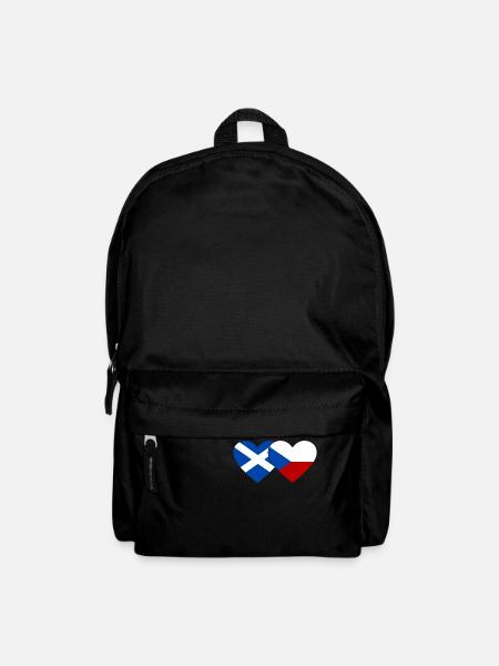 Scotland Czech Republic Flag Heart - Backpack - black
