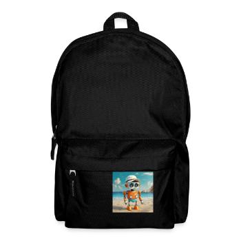 mignon petit robot vintage futuriste orange - Sac à dos - noir - Devant