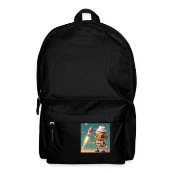 robot –is launching New Year's Eve rockets - Backpack - black - Front