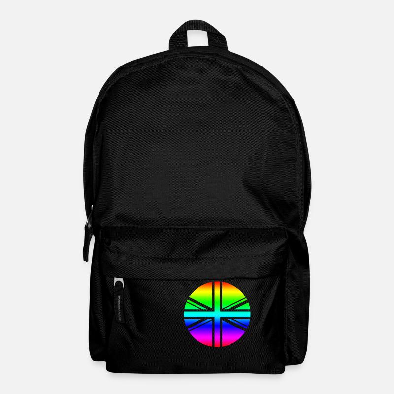 runde UK Union Jack Flagge Regenbogen Mod - Rucksack - Schwarz