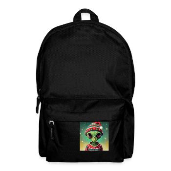 alien wearing a ugly Christmas sweater - Backpack - black - Front