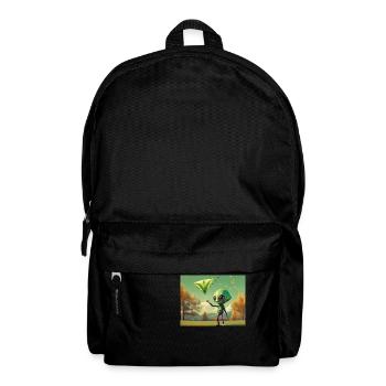 niedlich klein grün retro vintage alien fliegen einen drachen fliegen - Rucksack - Schwarz - Vorne