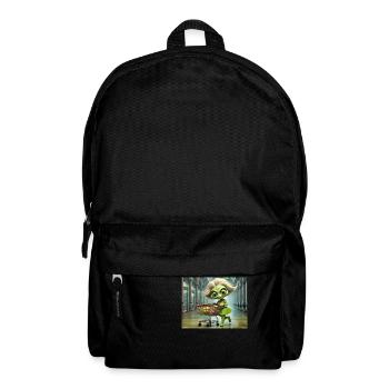 cute little green retro vintage alien everyday - Backpack - black - Front