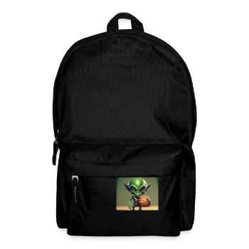 niedliche kleine grüne retro vintage alien basketball - Rucksack - Schwarz - Vorne