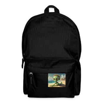 niedliche kleine grüne retro vintage alien sonnenbaden - Rucksack - Schwarz - Vorne