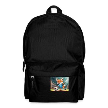 niedlicher kleiner unhold fuchs alltag – fußball - Rucksack - Schwarz - Vorne