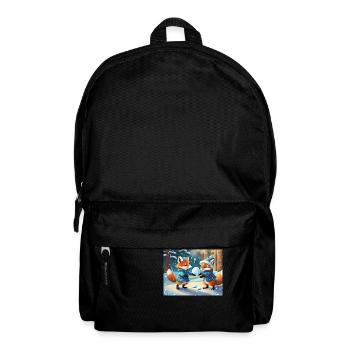 niedlicher kleiner Teufel Fuchs Alltag – Schnee spielen - Rucksack - Schwarz - Vorne