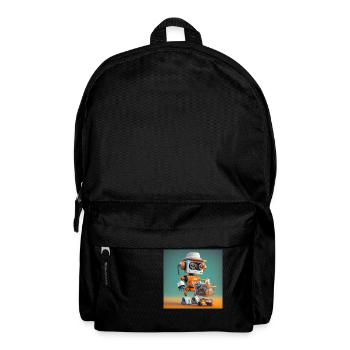 mignon petit robot vintage futuriste orange - Sac à dos - noir - Devant