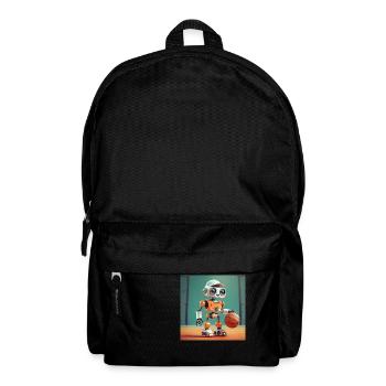 mignon petit robot vintage futuriste orange - jouer - Sac à dos - noir - Devant