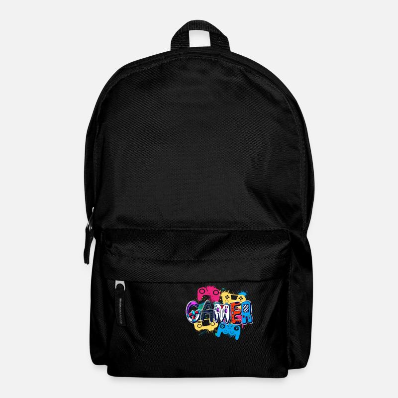 Bunter Gamer Controller Kunststil Poster - Rucksack - Schwarz