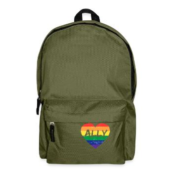 Verbündetes Regenbogenflaggenherz für LGBT-Schwule und Lesben - Rucksack - Olivgrün - Vorne