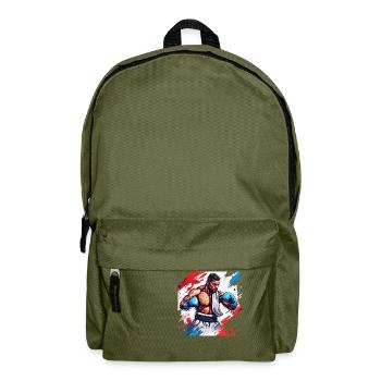 Boxer / Sports / Fight / Arena / Boxing Ring / Fists - Backpack - olive green - Front