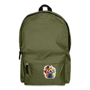 Boxer / Sports / Fight / Arena / Boxing Ring / Fists - Backpack - olive green - Front