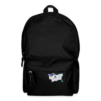 Karte mit Buchstaben: "lets go travel" - Rucksack - Schwarz - Vorne