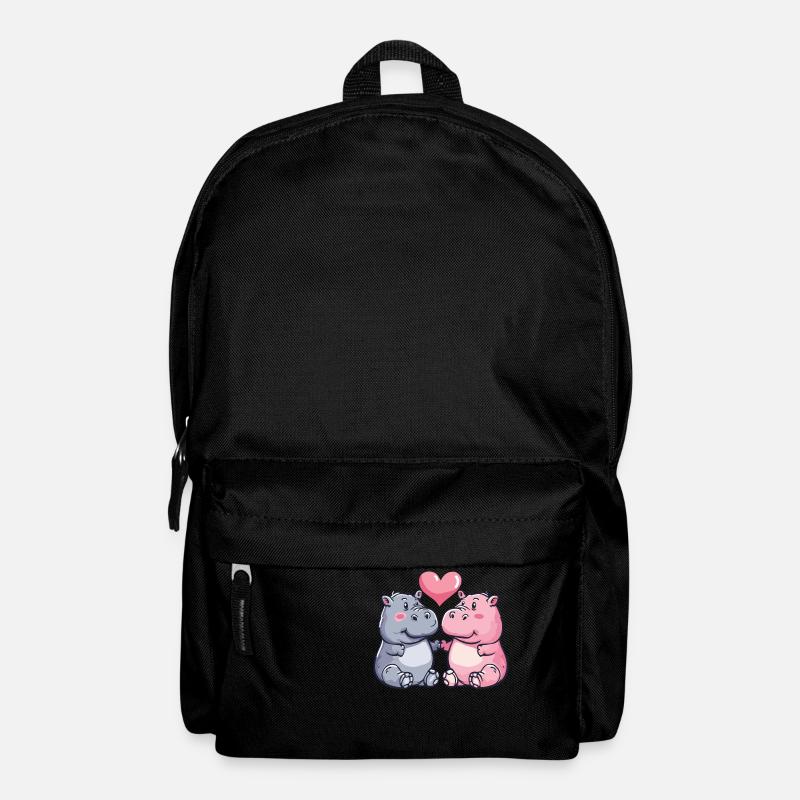 Nilpferd Comic Tier Paar Liebe - Rucksack - Schwarz