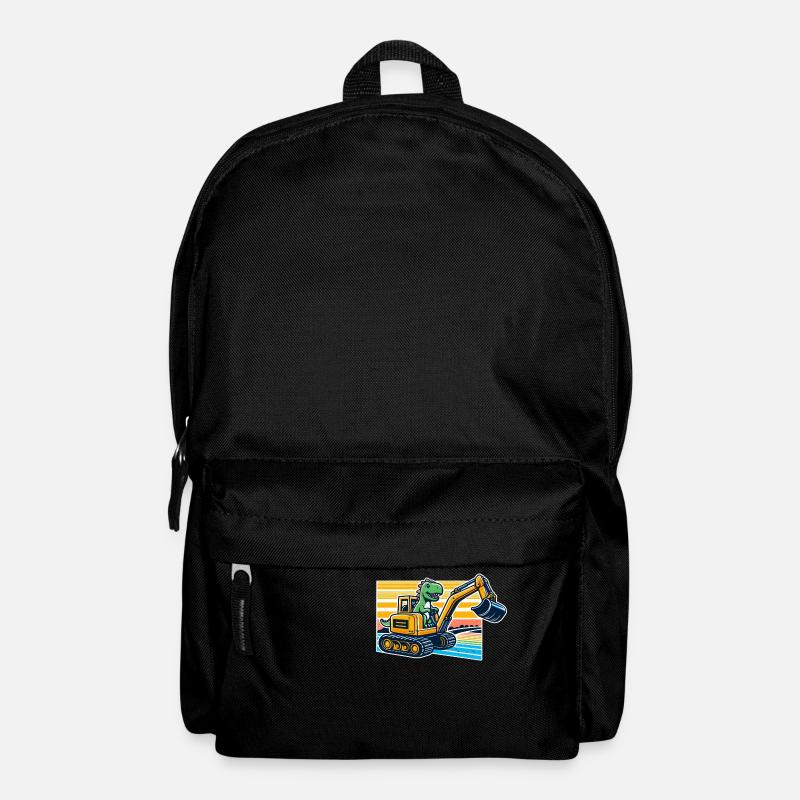Dinosaurier-Bagger - Cooler Dino, der einen Bagger fährt - Rucksack - Schwarz