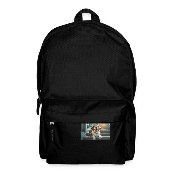 Cute animals chilling – dog on stairs - Backpack - black - Front