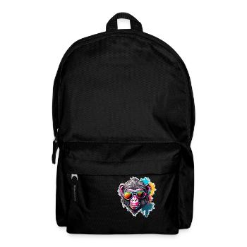 Affe / Tier / Zoo / Babian / Wild / Comic - Rucksack - Schwarz - Vorne