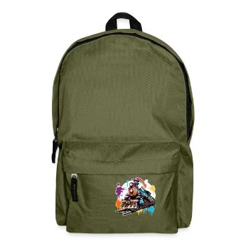 Zug / Lokomotive / Dampflok / Eisenbahn / Lock - Rucksack - Olivgrün - Vorne