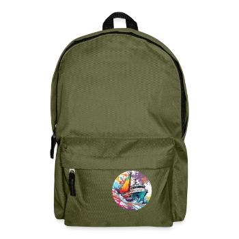 Bateau pirate / Bateau / Mer / Océan / Vagues - Sac à dos - vert olive - Devant