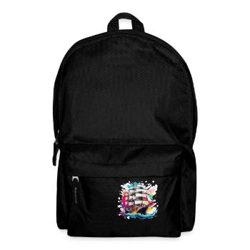 Piraten Schiff / Boot / Meer / Ocean / Wellen - Rucksack - Schwarz - Vorne