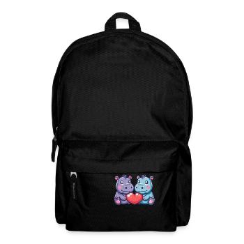 Nilpferd Paar Liebe Couple Verliebt - Rucksack - Schwarz - Vorne