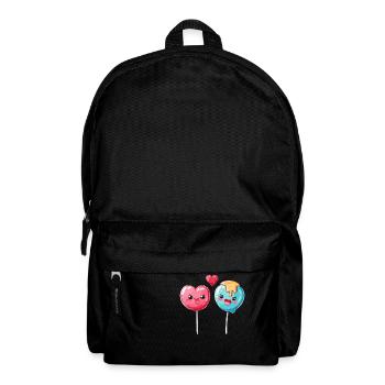 Lollipop Paar Liebe Herz Valentinstag - Rucksack - Schwarz - Vorne