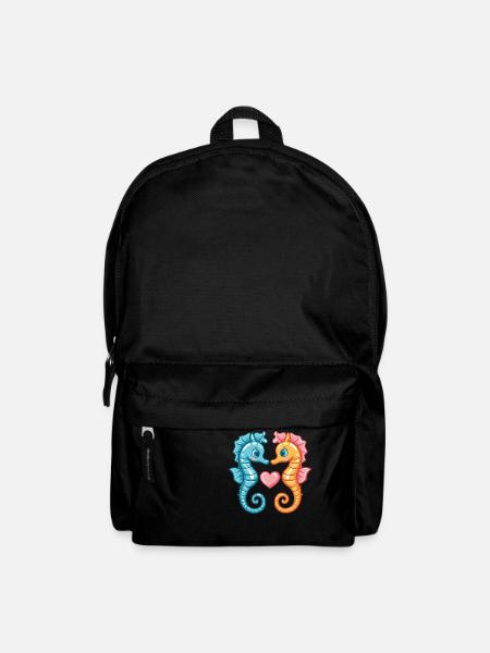 Hippocampe Couple Amour Couple Amoureux - Sac à dos - noir