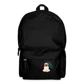 Pug Meditates Lotus Tree of Life Meditation - Backpack - black - Front