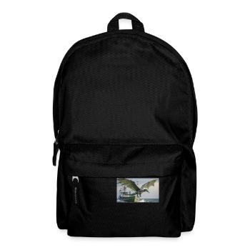 Ein realistischer böser dunkler Drache jagt Fische - Rucksack - Schwarz - Vorne
