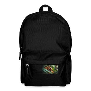 Ein realistischer, majestätischer orangefarbener Drache jagt - Rucksack - Schwarz - Vorne