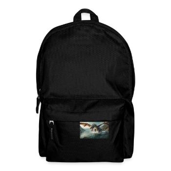 Ein realistischer böser dunkler Drache jagt Fischfluss - Rucksack - Schwarz - Vorne
