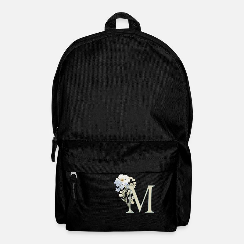 M mit Blumen - Rucksack - Schwarz