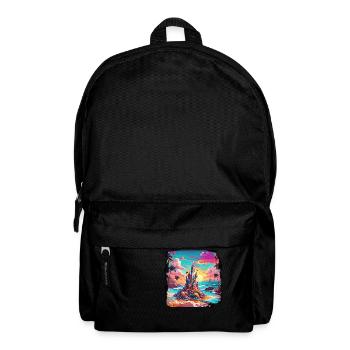 Sandburg / bauen / spielen / Schloss / Urlaub - Rucksack - Schwarz - Vorne