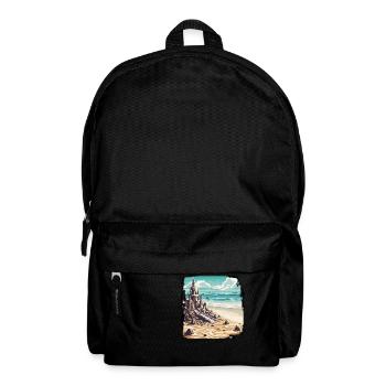 Sandburg / bauen / spielen / Schloss / Urlaub - Rucksack - Schwarz - Vorne