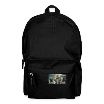 Wortspiel mehrdeutiger deutscher Ausdruck - Muskelkater - Rucksack - Schwarz - Vorne