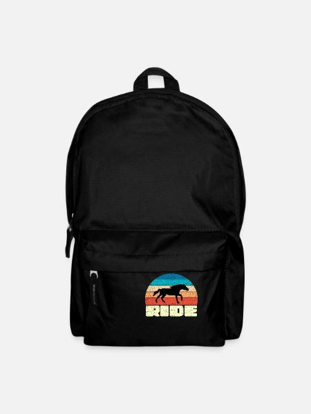 Vintage Sonnenuntergang mit schwarzem Pferd - Rucksack - Schwarz
