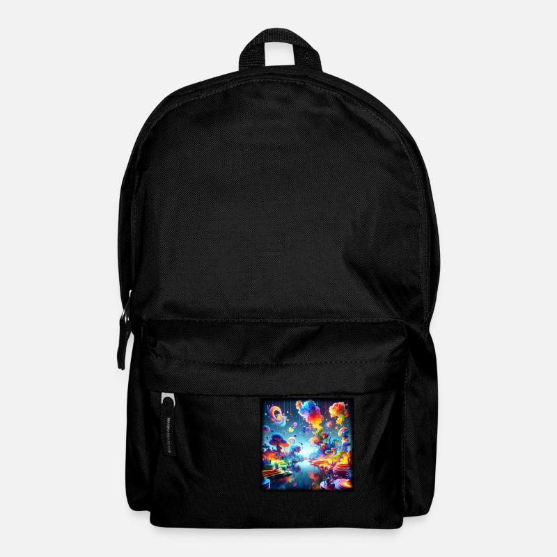 Surreal Dreamscape: Neon Waters - Backpack - black