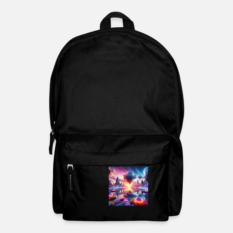 Surreal Dreamscape: Neon Waters - Backpack - black